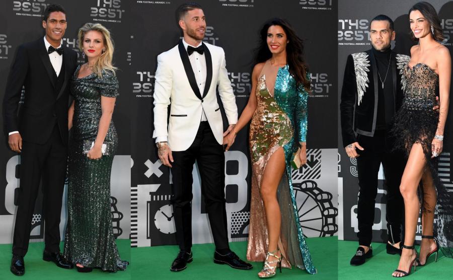 Raphael Varane, Sergio Ramos i Dani Alves z żonami